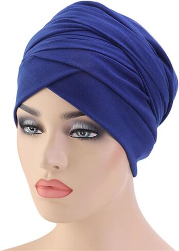 African Turban Head wraps for Women - Pre tied Soft Long Headscarf Shawl Hair Chemo Headwear Grate For Daily Use in Kuwait