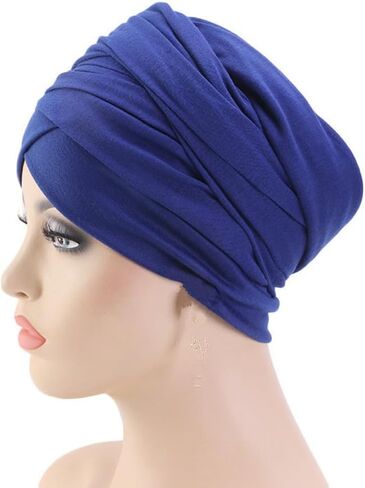 African Turban Head wraps for Women - Pre tied Soft Long Headscarf Shawl Hair Chemo Headwear Grate For Daily Use in Kuwait