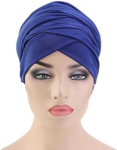 African Turban Head wraps for Women - Pre tied Soft Long Headscarf Shawl Hair Chemo Headwear Grate For Daily Use in Kuwait
