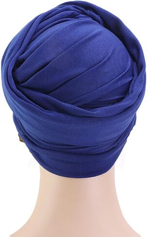 African Turban Head wraps for Women - Pre tied Soft Long Headscarf Shawl Hair Chemo Headwear Grate For Daily Use in Kuwait