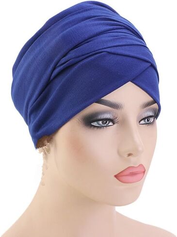 African Turban Head wraps for Women - Pre tied Soft Long Headscarf Shawl Hair Chemo Headwear Grate For Daily Use in Kuwait