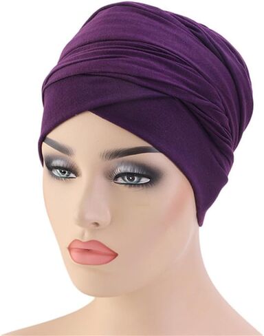 African Turban Head wraps for Women - Pre tied Soft Long Headscarf Shawl Hair Chemo Headwear Grate For Daily Use in Kuwait