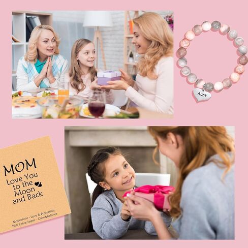 هدايا للابنة، سوار ساحر، سوار من الخرز الوردي، سوار من الحجر الطبيعي قابل للتعديل، لهدايا ابنتي، هدايا عيد الميلاد وعيد الشكر وعيد الحب in Kuwait