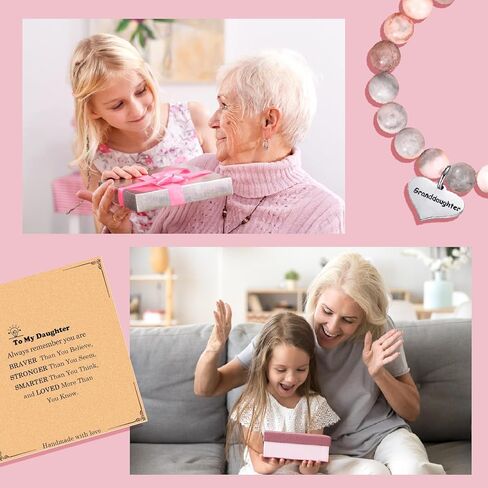 هدايا للابنة، سوار ساحر، سوار من الخرز الوردي، سوار من الحجر الطبيعي قابل للتعديل، لهدايا ابنتي، هدايا عيد الميلاد وعيد الشكر وعيد الحب in Kuwait