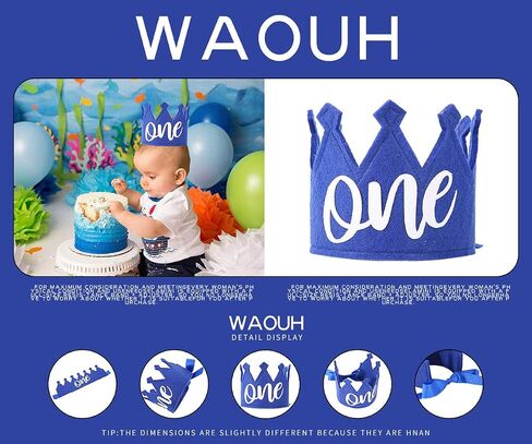 WAWUO Royal Blue Birthday Crown For Baby - 1st Birthday Crown,1st Birthday Party Supplies in Saudi Arabia