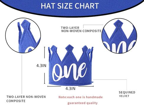 WAWUO Royal Blue Birthday Crown For Baby - 1st Birthday Crown,1st Birthday Party Supplies in Saudi Arabia