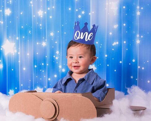 WAWUO Royal Blue Birthday Crown For Baby - 1st Birthday Crown,1st Birthday Party Supplies in Saudi Arabia