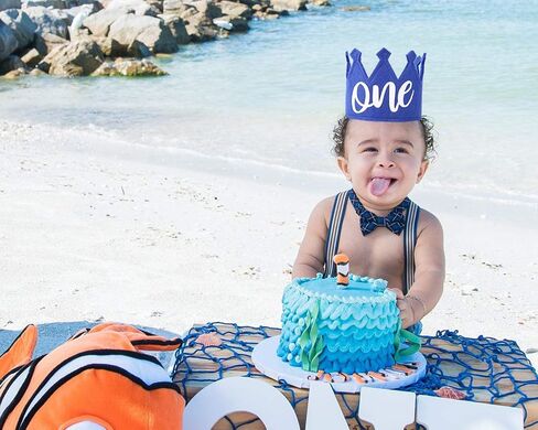 WAWUO Royal Blue Birthday Crown For Baby - 1st Birthday Crown,1st Birthday Party Supplies in Saudi Arabia
