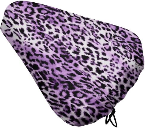 غطاء مقعد دراجة متين مصنوع من جلد الحيوان باللون الأرجواني، غطاء سرج الدراجة على شكل الفهد مع درع واقي لمقعد الدراجة برباط in Kuwait