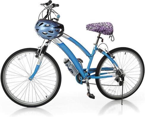 غطاء مقعد دراجة متين مصنوع من جلد الحيوان باللون الأرجواني، غطاء سرج الدراجة على شكل الفهد مع درع واقي لمقعد الدراجة برباط in Kuwait