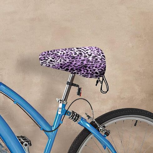 غطاء مقعد دراجة متين مصنوع من جلد الحيوان باللون الأرجواني، غطاء سرج الدراجة على شكل الفهد مع درع واقي لمقعد الدراجة برباط in Kuwait