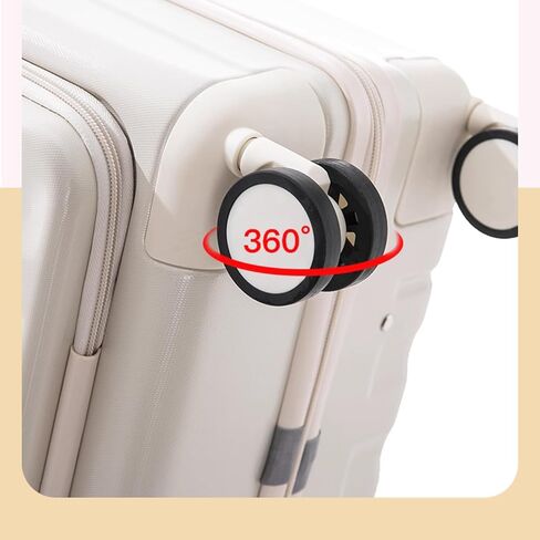 LIFESTYLE 2023 حقيبة حمل جديدة مقاس 20 بوصة مع حقيبة جيب أمامية للكمبيوتر المحمول مع حامل هاتف USB + نوع C وحامل أكواب وحقيبة حمل وحقيبة تروللي من مادة الكمبيوتر وإطارات دوارة 360 درجة (أبيض) in Kuwait