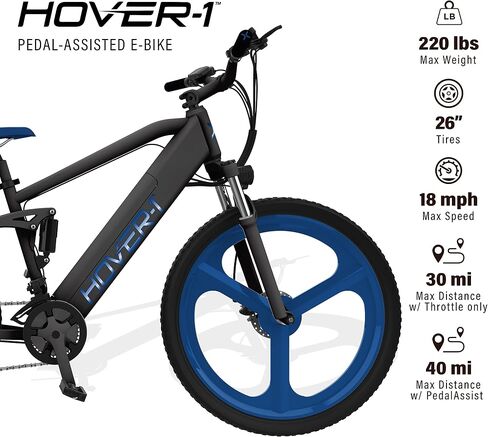 Hover-1 Instinct Electric Bike with 350W Motor, 15 mph Max Speed, 26" Tires, and 40 Miles of Range E-Bike in Saudi Arabia