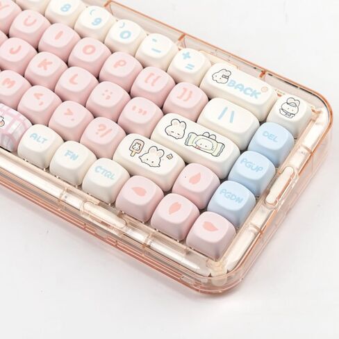 Pink PBT Keycaps MOA Profile Cute Keycap Set 139 Keys Milk Candy Rabbit DYE-SYB Keycap for Mx Cherry Mechanical Keyboard 61/64/84/87/104/108 Layout in Kuwait