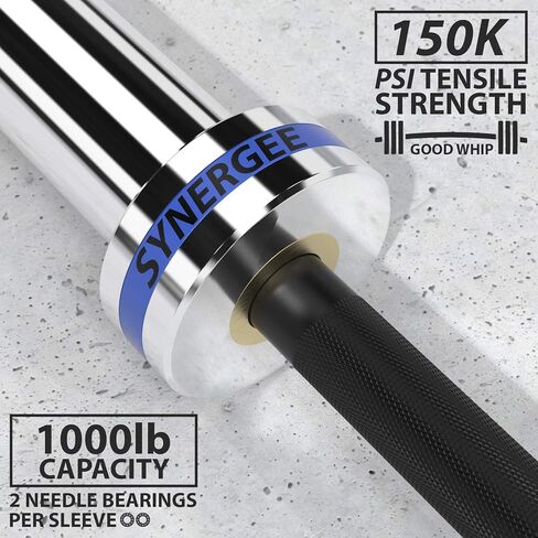 Synergee Open 15kg and 20kg Black Phosphate and Chrome Olympic Barbell. Rated 1000lbs for Weightlifting and Powerlifting. in Saudi Arabia
