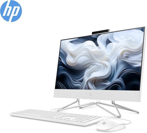 كمبيوتر مكتبي الكل في واحد HP الأحدث - شاشة FHD مقاس 21.5 بوصة، معالجات Intel مع رسومات UHD، ذاكرة الوصول العشوائي 32 جيجابايت، 512 جيجابايت SSD + 500 جيجابايت P500 خارجي SSD، كاميرا ويب، RJ-45، Windows 11 Pro، لوحة مفاتيح وماوس سلكية، أبيض in Kuwait