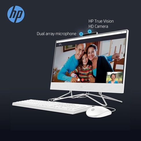 HP Newest All-in-One Desktop - 21.5" FHD Display, Intel Processors with UHD Graphics, 32GB RAM, 512GB SSD + 500 GB P500 External SSD, Webcam, RJ-45, Windows 11 Pro, Wired Keyboard & Mouse, White in Saudi Arabia
