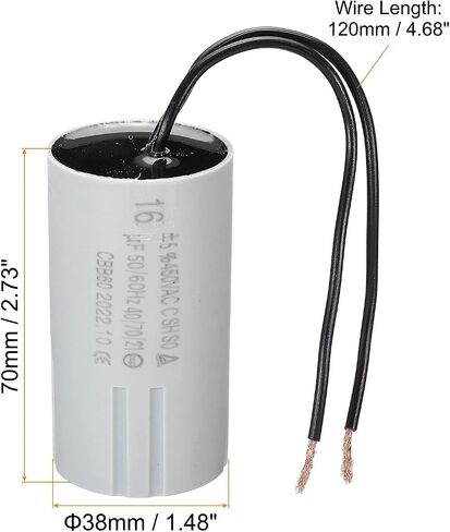 PATIKIL CBB60 30uF Running Capacitor, AC 450V 2 Wires 50/60Hz Cylinder 70x42mm for Water Pumps, Washing Machines Motor Start in Saudi Arabia