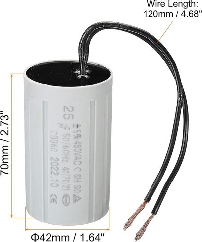 PATIKIL CBB60 30uF Running Capacitor, AC 450V 2 Wires 50/60Hz Cylinder 70x42mm for Water Pumps, Washing Machines Motor Start in Saudi Arabia