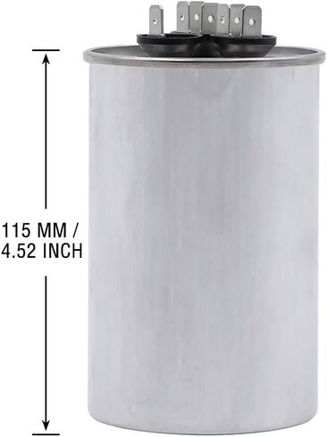 مكثف تشغيل CBB65 للتيار المتردد 55/5 فائق التوهج 55+5 MFD مزدوج 370-440 فولت، يعمل في أنظمة التدفئة والتهوية وتكييف الهواء، ومكيفات الهواء، والمضخات الحرارية in Kuwait