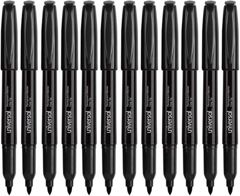 Universal Pen Style Permanent Markers, Fine Point, Black, Dozen in Saudi Arabia
