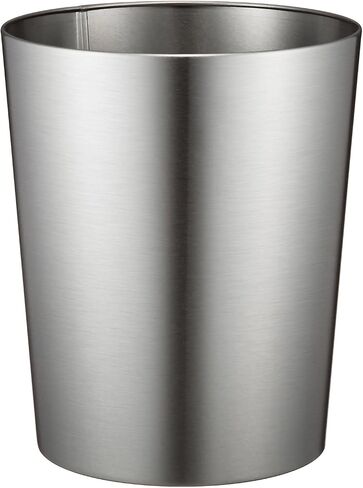 iDesignRound Metal Waste Basket, The Patton Collection – 8" x 8" x 9.7", Brushed Stainless Steel in Saudi Arabia