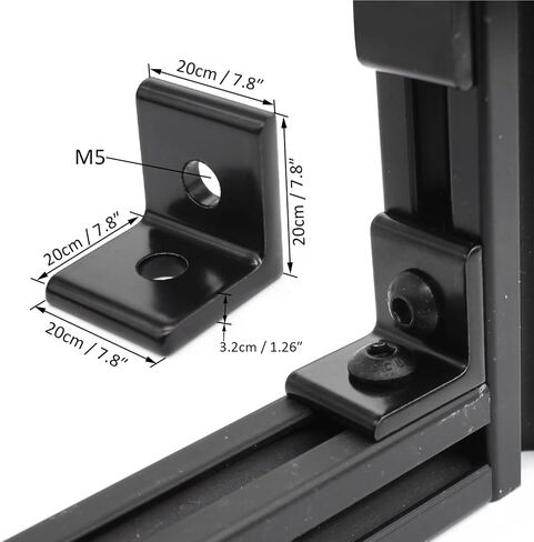 20Pcs 20 Series Aluminum Extrusion Profiles 2020 Series Joint Plate Corner Angle Bracket Connectors, 20pcs 90 Degree Bracket with T Nus Bolt for 6mm Slot Rail 2020 Aluminum Rail in Kuwait