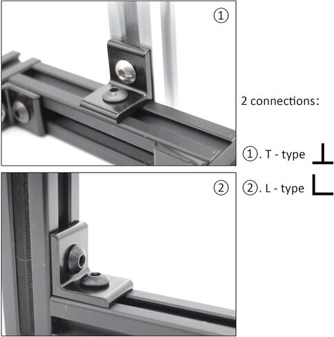 20Pcs 20 Series Aluminum Extrusion Profiles 2020 Series Joint Plate Corner Angle Bracket Connectors, 20pcs 90 Degree Bracket with T Nus Bolt for 6mm Slot Rail 2020 Aluminum Rail in Kuwait