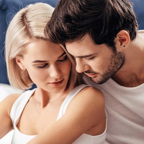 Jstyle أقراط فولاذية جراحية للأذنين الحساسة لا تسبب الحساسية 20 جرام مجموعة أقراط حلقية للنساء والرجال كرة أوبال صغيرة تشيكوسلوفاكيا من الفولاذ الجراحي أقراط غضروف مسطحة الظهر - لون أسود in Kuwait