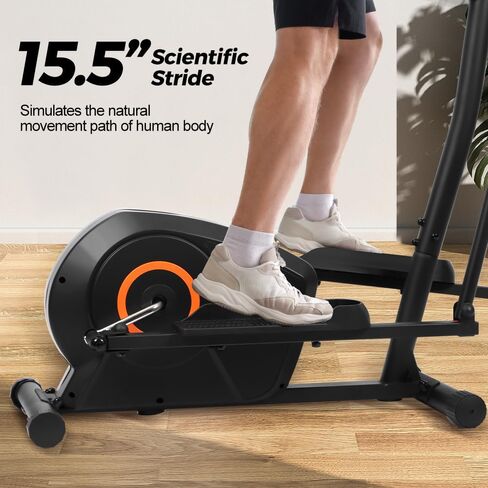 Panana Magnetic Elliptical Machine Quiet Smooth Stepping Elliptical Trainer Exercise Equipment w/ 8 Levels Adjustable Resistance,Wheels,Flywheel,LCD Monitor Pulse Sensor,Ipad Holder Home Gym Office in Kuwait