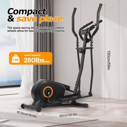 Panana Magnetic Elliptical Machine Quiet Smooth Stepping Elliptical Trainer Exercise Equipment w/ 8 Levels Adjustable Resistance,Wheels,Flywheel,LCD Monitor Pulse Sensor,Ipad Holder Home Gym Office in Kuwait