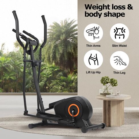 Panana Magnetic Elliptical Machine Quiet Smooth Stepping Elliptical Trainer Exercise Equipment w/ 8 Levels Adjustable Resistance,Wheels,Flywheel,LCD Monitor Pulse Sensor,Ipad Holder Home Gym Office in Kuwait