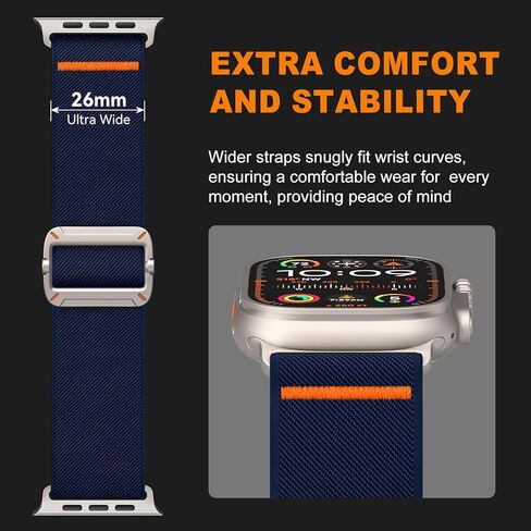 EOMTAM Stretchy Nylon Sport Band Compatible for Apple Watch Band 42mm 44mm 45mm 49mm Men,Wristbands for iWatch Series 9 Ultra 2/1 8 SE 7 6 5 4 3 in Kuwait