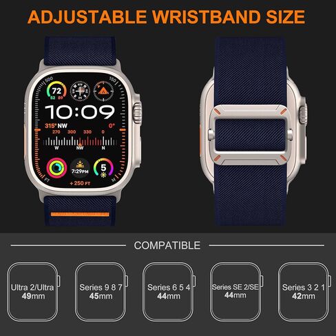 EOMTAM Stretchy Nylon Sport Band Compatible for Apple Watch Band 42mm 44mm 45mm 49mm Men,Wristbands for iWatch Series 9 Ultra 2/1 8 SE 7 6 5 4 3 in Kuwait