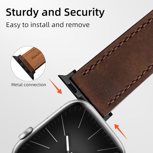 Vintage Leather Band Compatible with Apple Watch Band 44mm 45mm 49mm 42mm 41mm 40mm 38mm Men Women, Top Grain Genuine Leather Watch Strap for iWatch Series 9 8 7 6 5 4 3 2 1 SE Ultra/Ultra 2 in Saudi Arabia