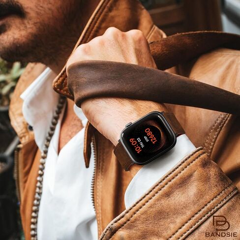 Vintage Leather Band Compatible with Apple Watch Band 44mm 45mm 49mm 42mm 41mm 40mm 38mm Men Women, Top Grain Genuine Leather Watch Strap for iWatch Series 9 8 7 6 5 4 3 2 1 SE Ultra/Ultra 2 in Saudi Arabia