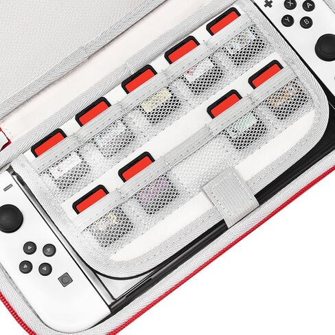 حقيبة حمل محمولة للمفتاح من PALPOW متوافقة مع Switch/OLED/Lite، مع 10 فتحات لبطاقات الألعاب وتخزين الملحقات - أحمر in Saudi Arabia