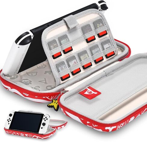 حقيبة حمل محمولة للمفتاح من PALPOW متوافقة مع Switch/OLED/Lite، مع 10 فتحات لبطاقات الألعاب وتخزين الملحقات - أحمر in Saudi Arabia