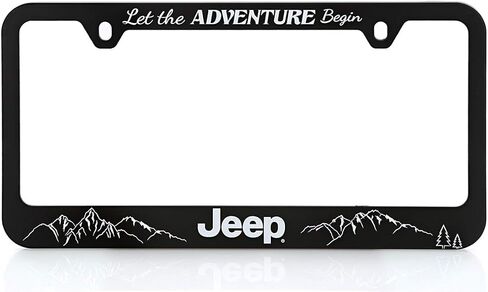 Jeep Black Plastic License Plate Frame Holder - Let The Adventure Begin in Saudi Arabia