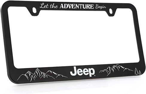 Jeep Black Plastic License Plate Frame Holder - Let The Adventure Begin in Saudi Arabia