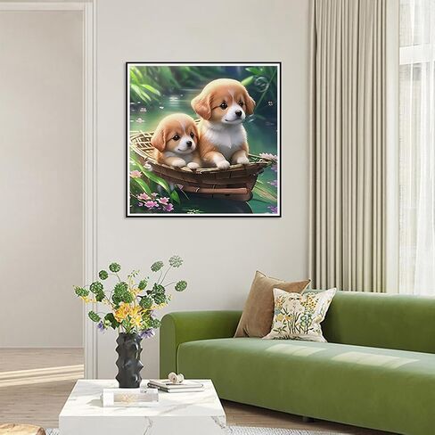 sjutouci مجموعات الرسم الماس للبالغين، مجموعات الفن الماس الكلب للمبتدئين 5d diy الخور الماس النقاط حبة الفن، الحفر الكامل جولة جوهرة الفن الحرفية ديكور الحائط هدية 12 × 12 بوصة in Saudi Arabia