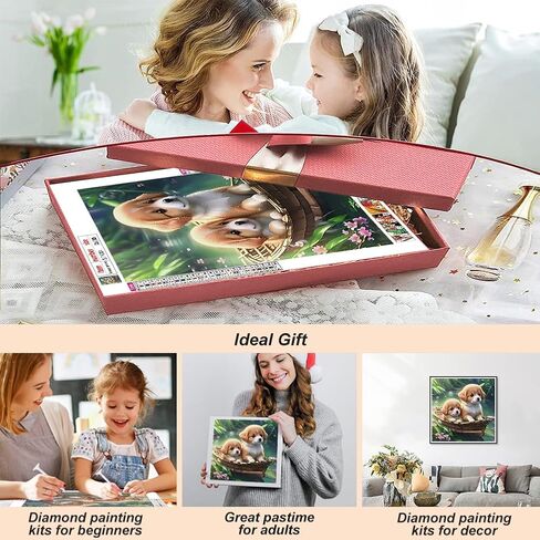 sjutouci مجموعات الرسم الماس للبالغين، مجموعات الفن الماس الكلب للمبتدئين 5d diy الخور الماس النقاط حبة الفن، الحفر الكامل جولة جوهرة الفن الحرفية ديكور الحائط هدية 12 × 12 بوصة in Saudi Arabia