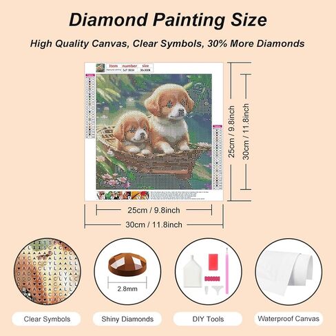 sjutouci مجموعات الرسم الماس للبالغين، مجموعات الفن الماس الكلب للمبتدئين 5d diy الخور الماس النقاط حبة الفن، الحفر الكامل جولة جوهرة الفن الحرفية ديكور الحائط هدية 12 × 12 بوصة in Saudi Arabia
