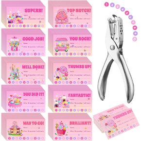 Outus 200 قطعة من بطاقة Candyland Reward Punch Card، بطاقات الولاء Lollipop Candy، بطاقات ثقب للفصل الدراسي مع مجموعة أدوات ثقب محمولة، بطاقات لكمة السلوك للأعمال الصغيرة، الأطفال، الطلاب، المنزل، المدرسة، المدرسة in Saudi Arabia