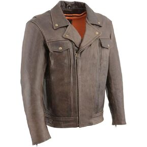 Milwaukee Leather MLM1522 Men's ‘Vented’ Retro Brown Leather Motorcycle Jacket