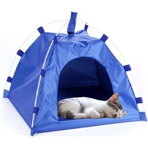 Wear-Resisting Cat Tent Outdoor/Indoor Summer Cats Cave Bed Portable with Mat for Indoor Cats and Small Dogs 15X15X14 Inches (Pink)