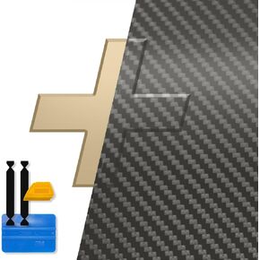 VViViD Auto Emblem Vinyl Wrap, Gunmetal Grey Carbon Fiber, Compatible with Chevy Bowtie Logo 11.8 Inches x 4 Inches Sheets (x4) + 3M Toolkit