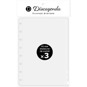 Discagenda Clear Zip Pocket [2nd Edition] A5 (5.8x8.3in), 3 Pack for Discbound Planner Personal Organizer