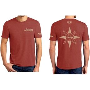Jeep Compass Logo/Made to Explore T-Shirt/Grille Logo, Compass Logo and Text Logo Screenprinted in Detroit