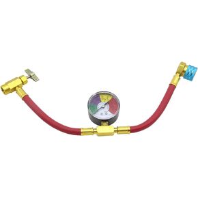 R1234YF Refrigerant Charge Hose Kit, with 1/2" LH Can Opener Tap Puncture Style, R-1234YF AC refrigerant Can Hose with Gauge, with R1234YF Low Side Adapter, for Air Conditioning Refrigerant System